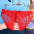 thumbnail image 3 of Womens Bow Crotchless Mesh Embroidery Sexy Panties Lace Seethrough Underwear Red M YIWEI, 3 of 11