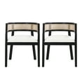 thumbnail image 2 of MODERNLUXE Dining Chairs Set of 2,Farmhouse Country Rattan Dining Chair with Curved Backrest for Living Room, Kitchen,Black, 2 of 6