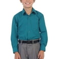 thumbnail image 3 of Boy's Classic Fit Long Sleeve Casual Button Down Toddler Kids Dress Shirt (Teal Blue, 18), 3 of 3