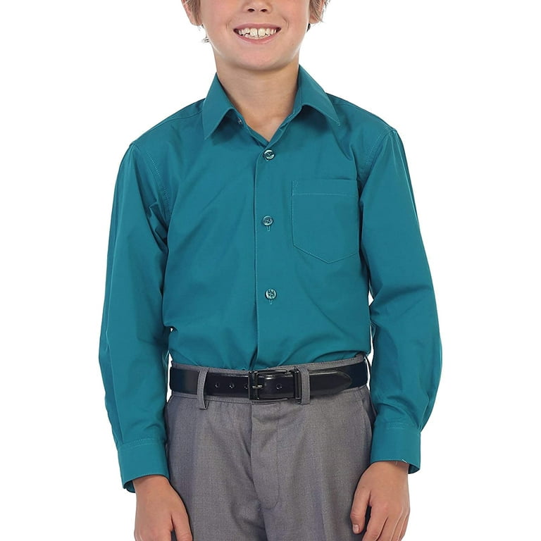 Boys teal cheap dress shirt