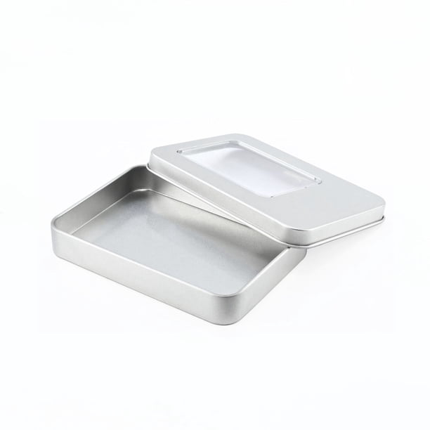 Caja de hierro para embalaje con ventana rectangular, accesorios y piezas, caja de hierro para embalaje general, caja de hojalata