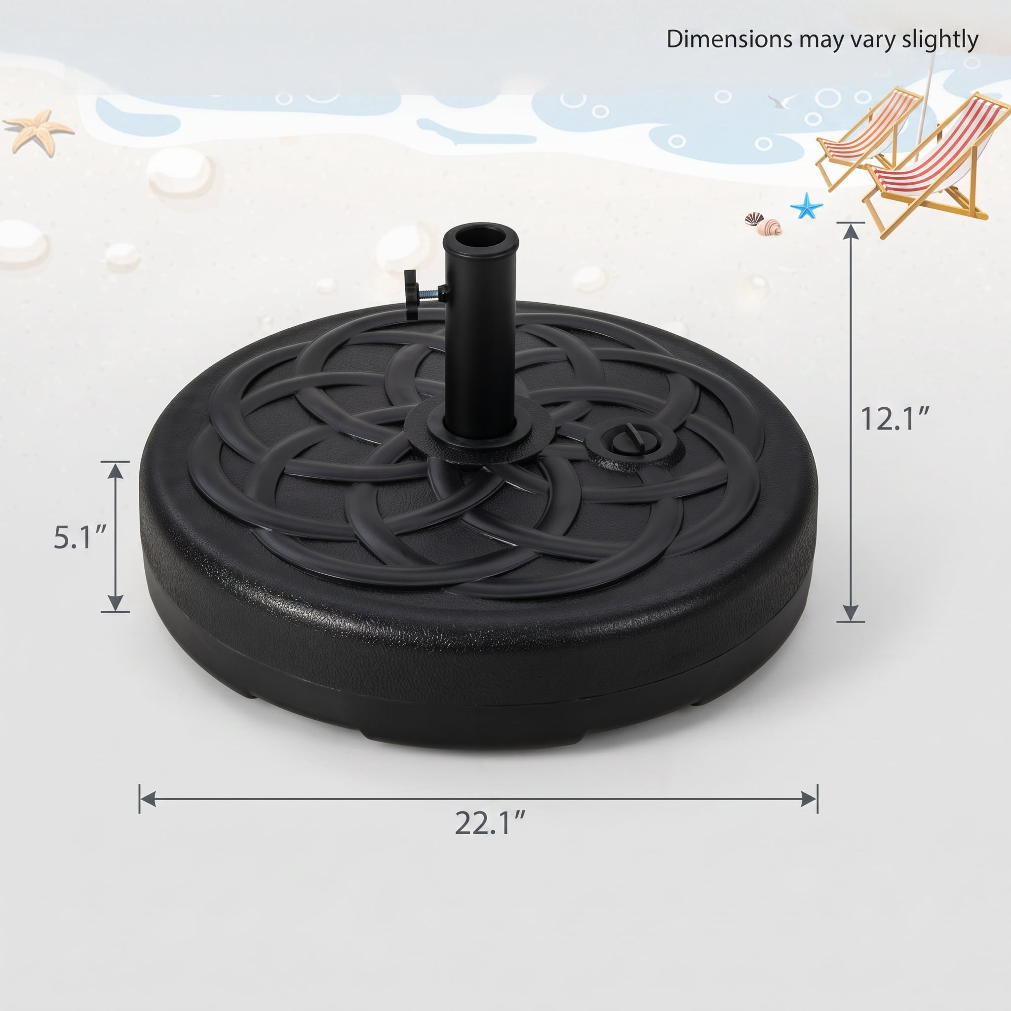 Kadyn Patio Umbrella Base, Heavy Duty Stand Umbrella Base Stand,22 Inch Fillable Heavy-Duty Round Patio Umbrella Base Stand