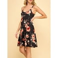 thumbnail image 4 of Made by Johnny Women's V-Neck Spaghetti Strap Tunic Short Dress L BLACK_FLORAL, 4 of 6