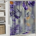 thumbnail image 6 of Orinice Blue Flower Butterfly Shower Curtain Floral Wildflower Vintage Botanical Wildflower Herb Spring Boho Modern Minimalist Rustic Farmhouse Fabric Bath Curtain with Hook 36x72, 6 of 7