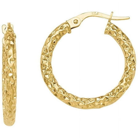 Primal Gold 10 Karat Yellow Gold Diamond-cut Hoop Earrings