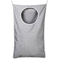 thumbnail image 1 of Bolsa para la colada con puerta ajustable de acero inoxidable, 2 ganchos de succión, la mejor opción para guardar ropa sucia y ahorrar espacio, gris JM bolsa de almacenamiento, 1 of 5