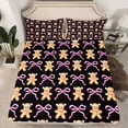 thumbnail image 2 of Manfei Brown Xmas Biscuit Twin Sheet Sets,Cute Cartoon Bow Knot Twin Fitted Sheet,Sweet Christmas Dessert Flat Sheet For Teens,Ultra Soft Home Decor,3 Pieces, 2 of 7