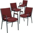 thumbnail image 5 of BizChair 4 Pack Heavy Duty Burgundy Patterned Fabric Stack Chair with Arms, 5 of 14