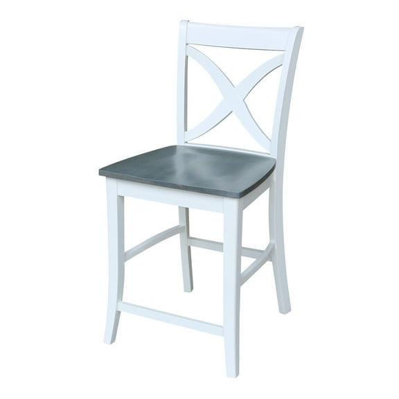 Solid Wood White/Heather Gray Vineyard Counter Height Stool by International Concepts
