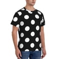 thumbnail image 4 of Yiaed Black and White Polka Dot Print Mens Short Sleeve Tight Fit T-Shirt, Crewneck Casual Tee-Small, 4 of 5