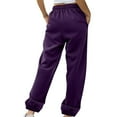 thumbnail image 5 of QATAINLAV 2025 Cinch Bottom Sweatpants Women's Casual High Waisted Pockets Joggers Sport Workout Active Baggy Lounge Trousers Purple M, 5 of 6