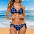 thumbnail image 4 of Blue Houndstooth Bikini Set Sexy Vintage Print Bikini Swimsuit Rave Pattern Swimwear Two Piece Set Elegant Bathing Suit, 4 of 5