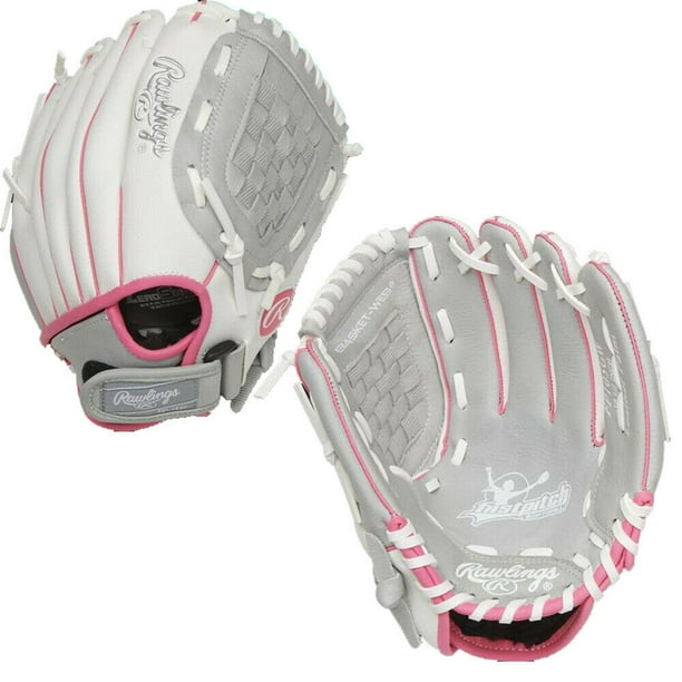 Rawlings 10.5" Youth Girls' Fastpitch Softball Glove White/Pink/Grey