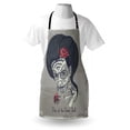 thumbnail image 3 of Day Of The Dead Apron Dia de Los Muertos Skull Girl with Roses Image Print, Unisex Kitchen Bib Apron with Adjustable Neck for Cooking Baking Gardening, Charcoal Grey Dimgrey and Pink, by Ambesonne, 3 of 3
