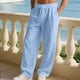 thumbnail image 4 of Pantalones largos para hombre, de ocio, con bolsillo, cordón, tubo recto, sueltos, fáciles de doblar, de moda, de poliéster, 4 of 8