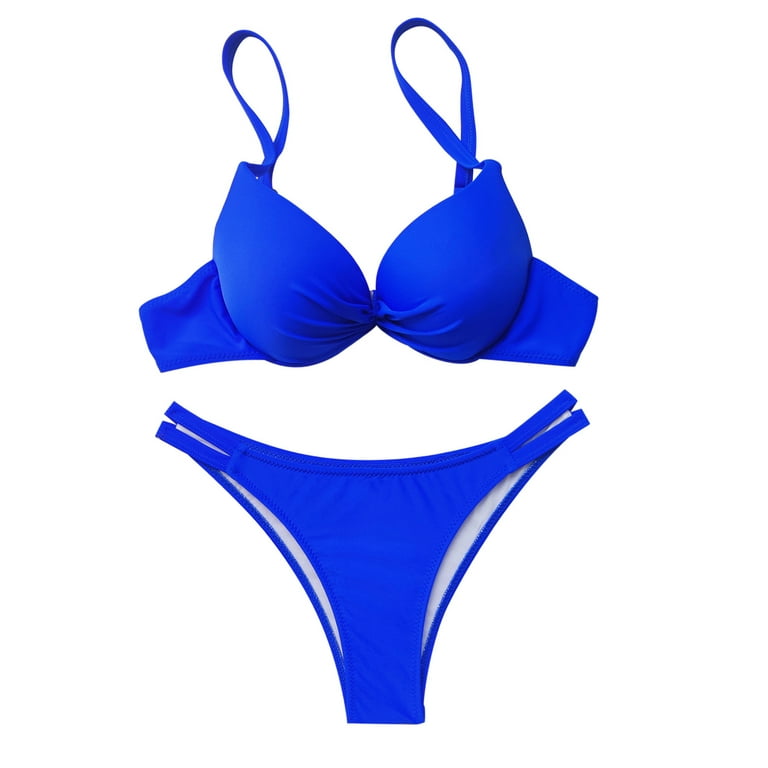 Tawop Womens Sports Bras Padded Push-Up Women'S Bikini Stretch Blue M 