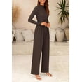 thumbnail image 5 of PRETTYGARDEN Womens Jumpsuit Dressy Casual Spring Fall Fashion One Piece Outfits Long Sleeve Mock Neck Wide Leg Pants Rompers, 5 of 8