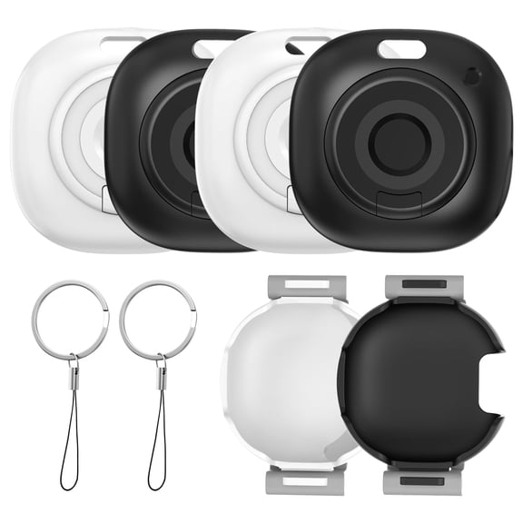 PcEoTllar Smart Bluetooth Tracker 4-Pack, Works with Apple Find My (iOS Only), Keys Finder and Item Locator for Wallet, Luggage, Black/White