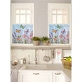 thumbnail image 5 of Blue Pink Flowers 2 Panel Kitchen Curtains for Small Windows, Spring Floral Butterfly Elegant Pastoral Bathroom Tier Curtain, Short Window Treatment for Bedroom/Living Room 55"x24", 5 of 6