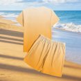 thumbnail image 4 of Zylanna Men's 2 Piece Outfit Sets, Crew Neck Gradient Color Casual Short Sleeve T-Shirt and Shorts Set Elastic Waist Loungewear for Vacation Daily Wear Yellow, 4 of 7