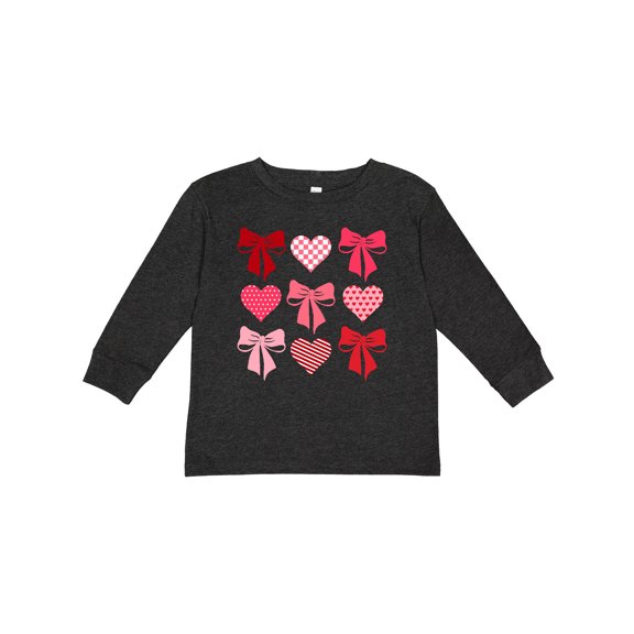Inktastic Valentine's Day Bows and Hearts Boys or Girls Long Sleeve Toddler T-Shirt