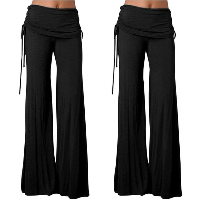 Pantalon de Danse pour Femmes de Couleur Unie avec Ceinture Mi-Haute