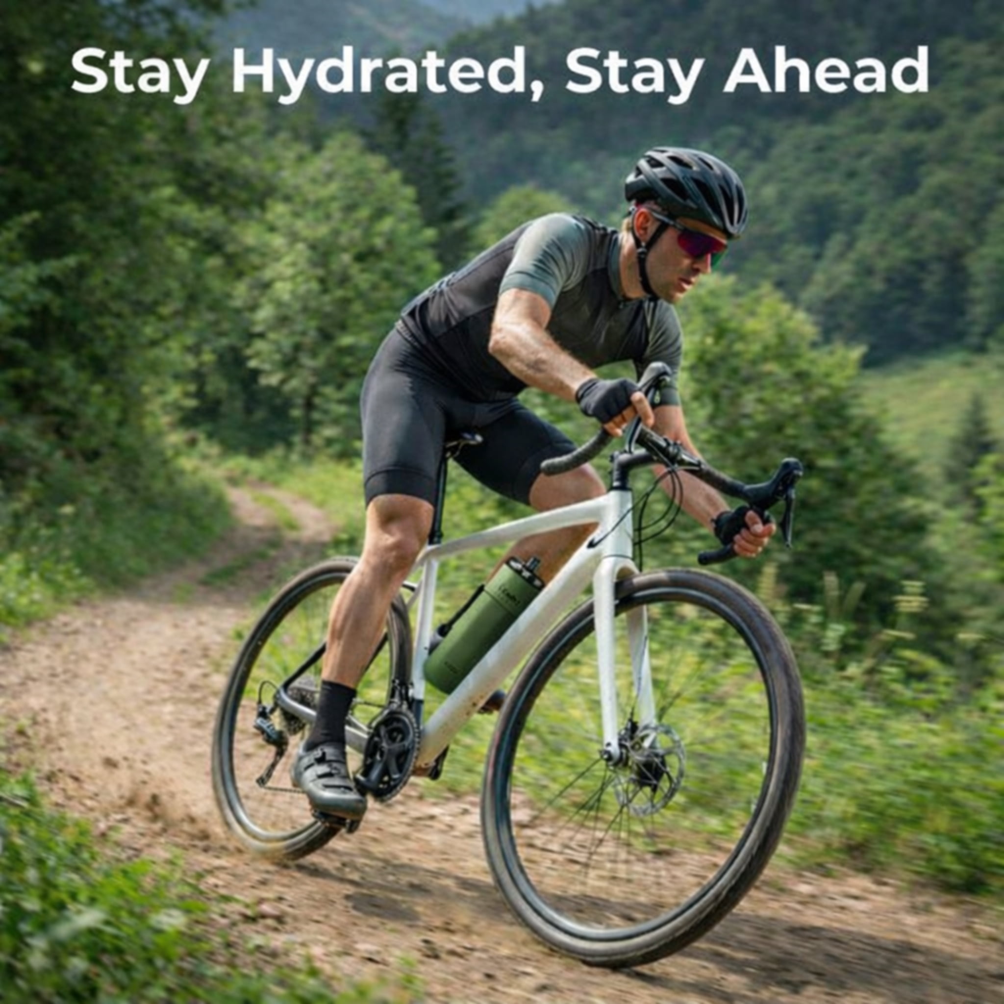 Clean Bottle 23 oz Sport Insulated Bike Water Bottle with Easy-Squeeze Nozzle Matte Green