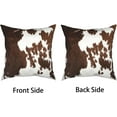 thumbnail image 2 of Western Cow Print Pillow Covers 2 Pcs Brown Cowhide Faux Fur Throw Pillow Cover 20x20 Inch Rustic Decorative Soft Farm Animal Skin Pillow Case for Home Couch Bed Sofa Decor, 2 of 6