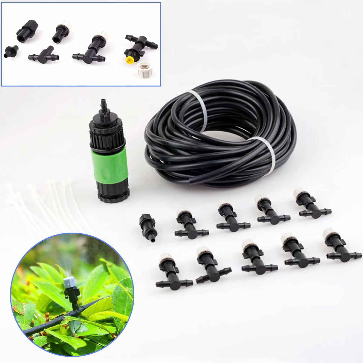 33 Hose Outdoor Garden Patio Misting Cooling System 10 Plastic Mist 33 Hose Outdoor Garden Patio Misting Cooling System 10 Plastic Mist Nozzle Spray Com