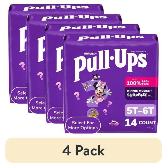 (4 pack) Pull-Ups Girls' Potty Training Pants, 5T-6T (46+ lbs), 14 Ct (Select for More)