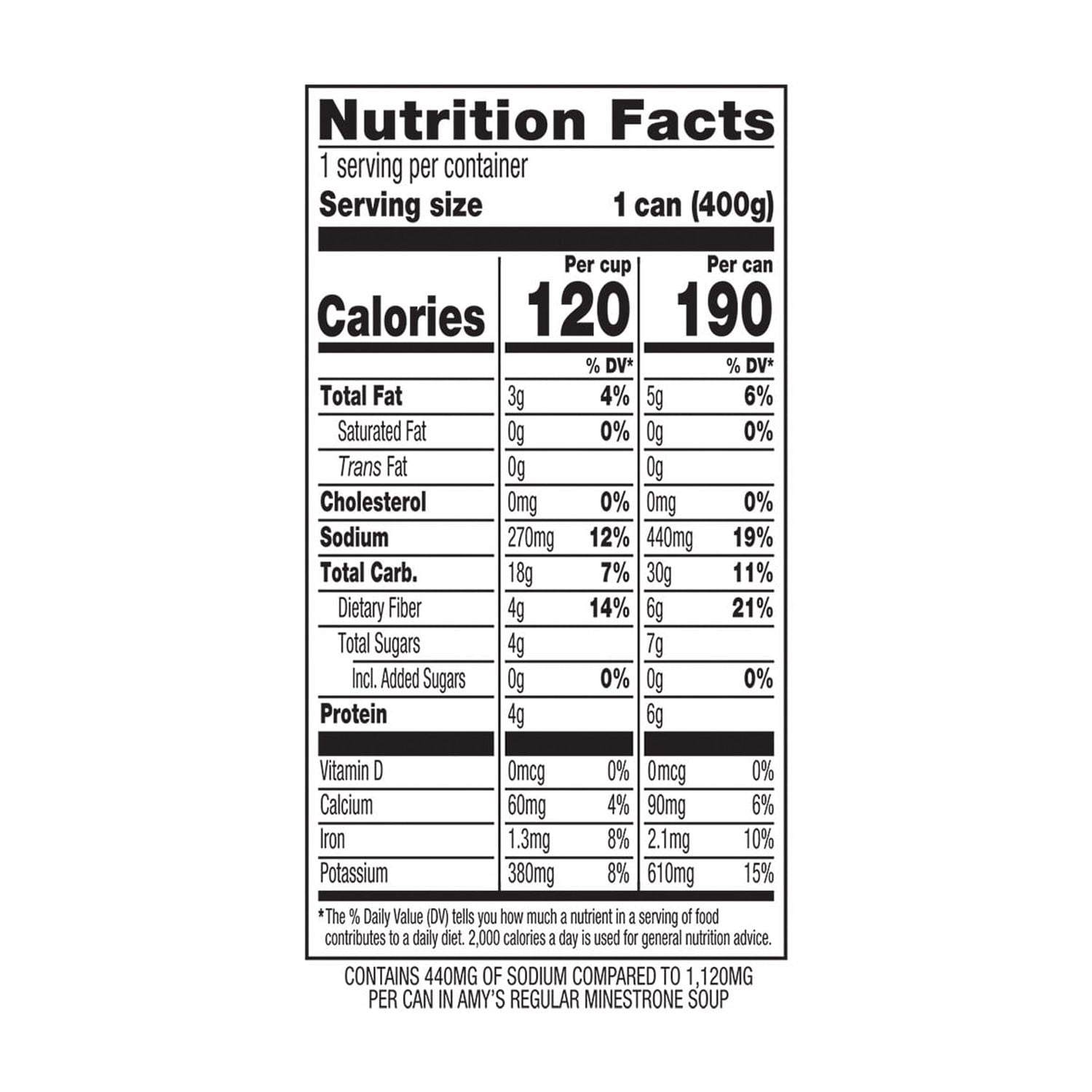 (6 pack) Amy’s Soup, Organic Light in Sodium Minestrone Soup, Made With Organic Vegetables, Canned Soup, 14.1 Oz