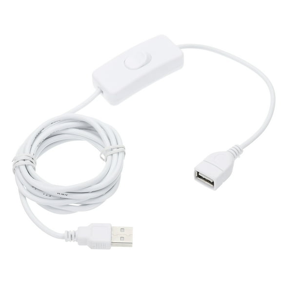 Cable de Extensión USB de 6.56ft con Interruptor ON/OFF, Cable de Alimentación con Interruptor Inline, Blanco
