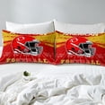 thumbnail image 4 of Erosebridal Ensemble de Draps de Football Taille Complète Ensemble de Draps de Lit de Rugby Enfants Garçons Filles Jeux de Balles Arène de Sport Draps Rouges Jaunes avec Drap-Housse à Poches Profondes Ensemble de Literie à Thème Sportif, 4 of 6