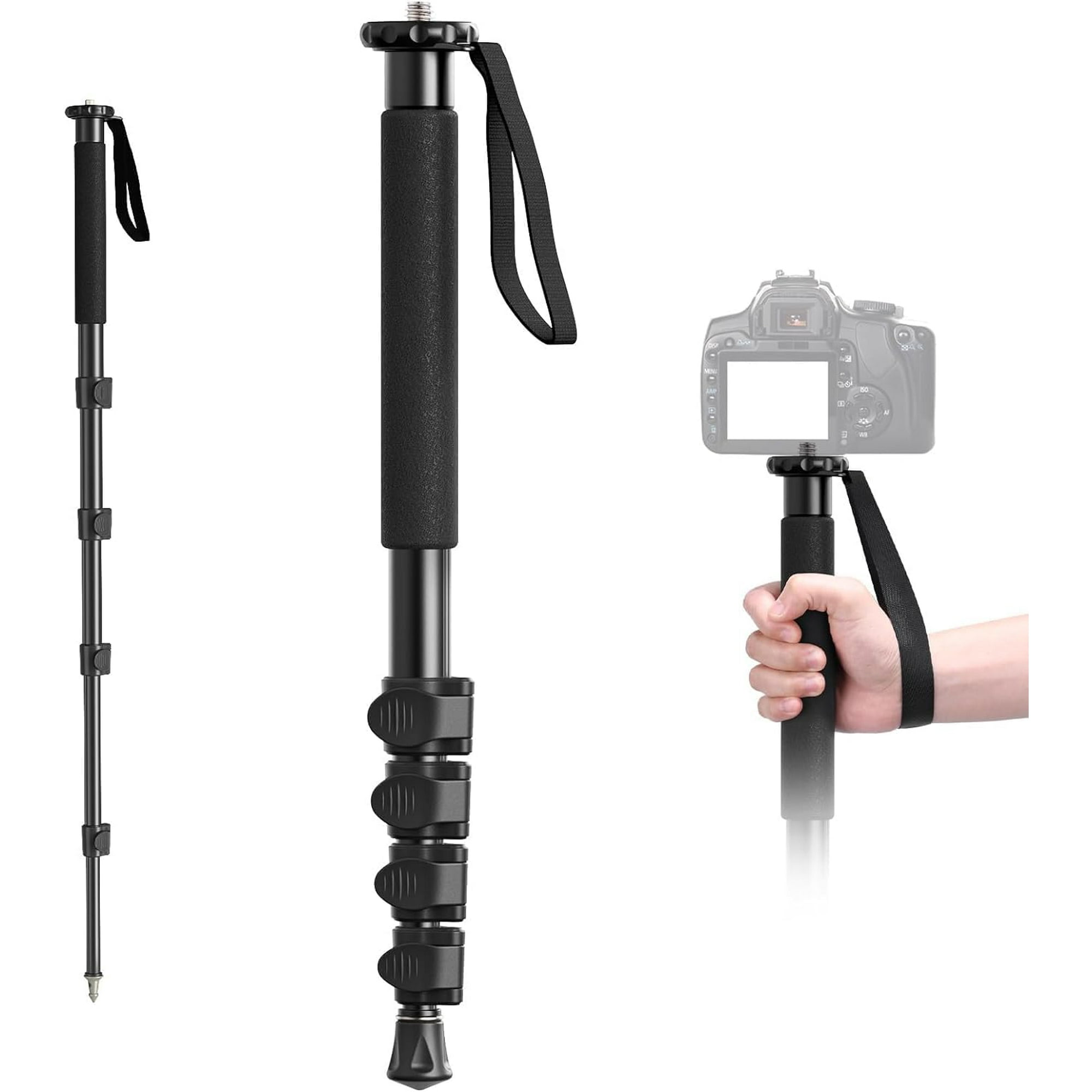 KLIOMAX Camera Monopod, 62" Aluminum Photography Monopod with 5-Section Height, Lightweight & Portable Camera Accessories, for Cameras Canon, Nikon & Sony Mirrorless & DSLR, Easy to Carry