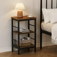thumbnail image 2 of 3-Tier End Table,Narrow Side Table with Storage,Nightstand Shelf for Living Room Bedroom,Bedside Table for Small Spaces,Brown (1, Brown), 2 of 8