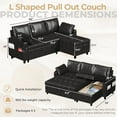 thumbnail image 2 of YODOLLA Sofa Bed, 3 in 1 Sleeper Sofa with Storage Chair, Faux Leather L Shape Couch, Sectional Pull Out Sofa Bed Mid Century Modern Couch for Living Room Clearance, Comfy Sleeper Couch in Black, 2 of 9