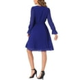 thumbnail image 3 of INSPIRE CHIC Pleated Dress for Women's Smocked V Neck Long Sleeve Dresses, 3 of 6