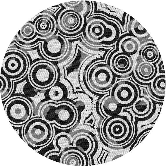Ahgly Company Machine Washable Indoor Round Transitional Platinum Silver Gray Area Rugs, 3' Round
