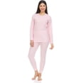 thumbnail image 6 of BILLIONHATS 3 Pack of 2pc Thermal Sets for Women, Base Layer Long Johns Underwear, Top & Bottom, Cotton, Solid Colors (Large, Pink), 6 of 6