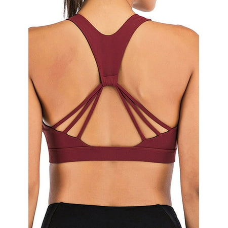 

Women s Yoga Bra Tops Activewear Strappy Sports Bra Cross Back Workout Black/Blue/White/Wine Red