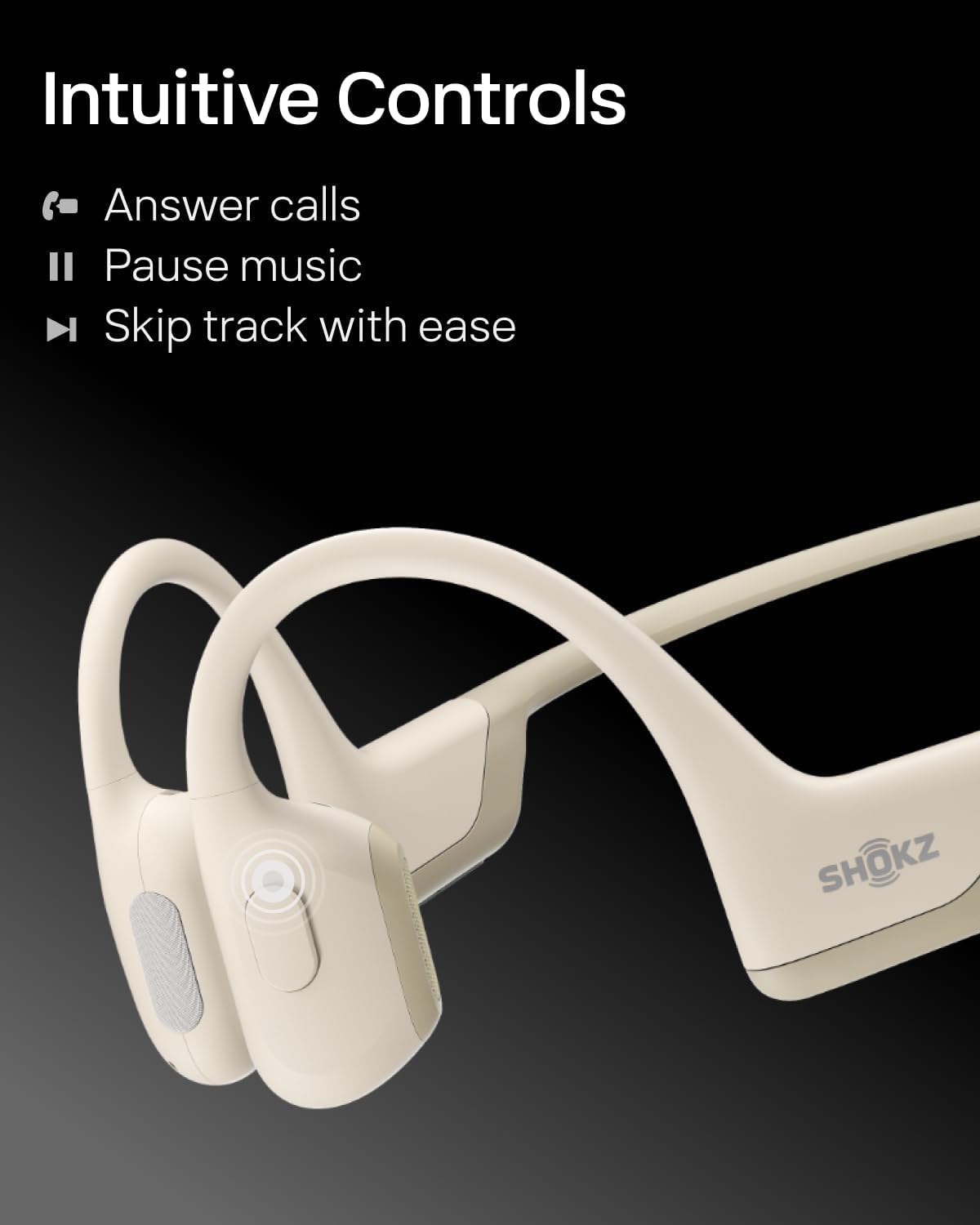 Restored Shokz OpenRun Pro Bone Conduction Waterproof Bluetooth Headphones for Sports(Formerly Aeropex), Beige (Refurbished)