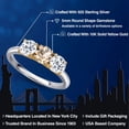 thumbnail image 2 of Gem Stone King 925 Silver and 10K Yellow Gold Peach Morganite and White Topaz Engagement Ring for Women | 1.60 Cttw | Round 5MM | Gemstone October Birthstone | Size 7, 2 of 6