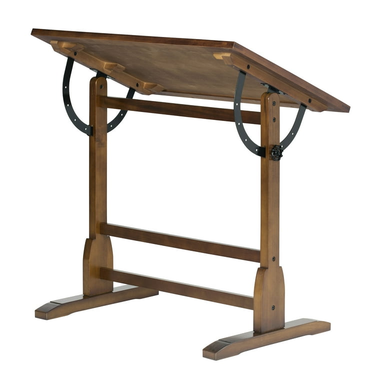 Studio Designs Vintage Drawing Drafting Wood Table Craft Desk, Rustic Oak