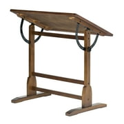 Studio Designs Vintage Drafting Drawing Table with Adjustable 36 Wide Top, Rustic Oak
