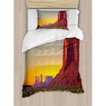 thumbnail image 3 of House Decor Queen Size Duvet Cover Set, Sunset in Famous Grand Canyon Archaic Natural Wonders of World Heritage Photo, Decorative 3 Piece Bedding Set with 2 Pillow Shams, Red Yellow, by Ambesonne, 3 of 3
