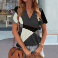 thumbnail image 4 of Gray Women's Short Sleeve T-shirt, Womens Tops Summer Short Sleeve V Neck Blouses Business Casual Loose Fit Tshirts Trendy Fashion Outfits,Women's Short sleeve T-shirt M, 4 of 4