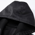 thumbnail image 4 of Men's PU Leather Jacket Youth Hooded Motorcycle Suit Casual Jacket Coat, 4 of 9