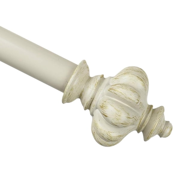 Urbanest Adjustable Single Curtain Rod Set Gilded Regina Finials – 1 - Inch Diameter, With French White Rod, 84–120 Inches