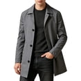 thumbnail image 3 of UVEASISHA Lightweight Trench Coats for Men Lapel Collar Single Breasted Windbreaker Jackets Mid Length Casual Business Jacket Fashion Fall Winter Outerwear Gray 3XL, 3 of 8