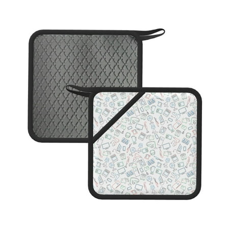

2PCS Pot Holders for Kitchen - Heat Resistant Silicone Pot Holders with Hanging Loop Household appliances Non Slip Oven Hot Pads Potholders for Decor Baking Cooking Kitchen